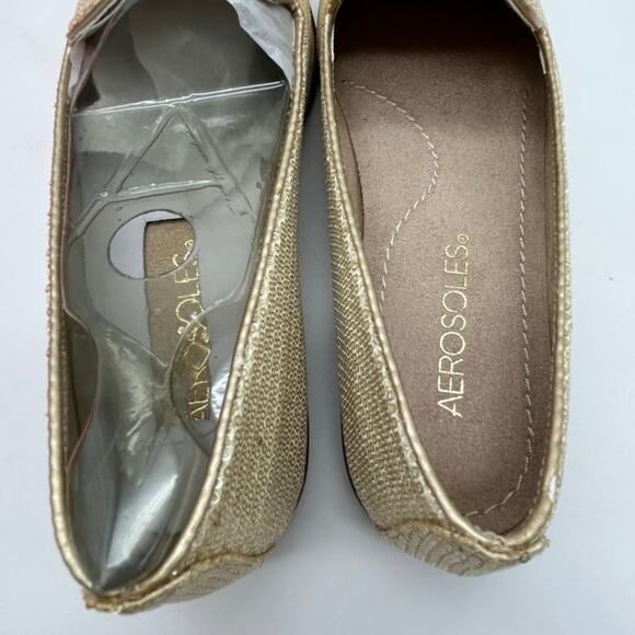 NIB Aerosoles Gold Sequin Smoking Loafers 5.5 Dressy Evening Party Costume New - Picture 13 of 16